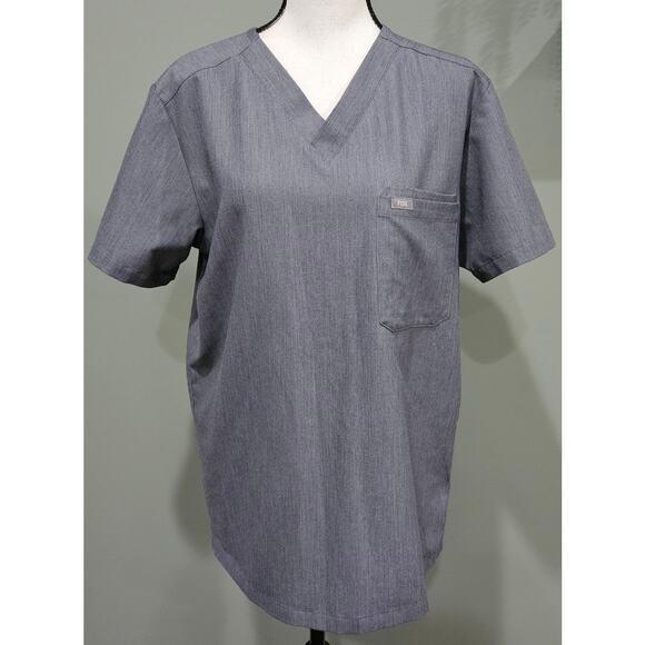 Figs Men's Size Medium Leon Three-Pocket Gray Scrub Top - Picture 1 of 6